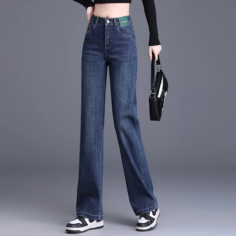 哥弟阿玛施正品窄版阔腿牛仔裤女2025秋季新款高腰复古垂感直筒裤