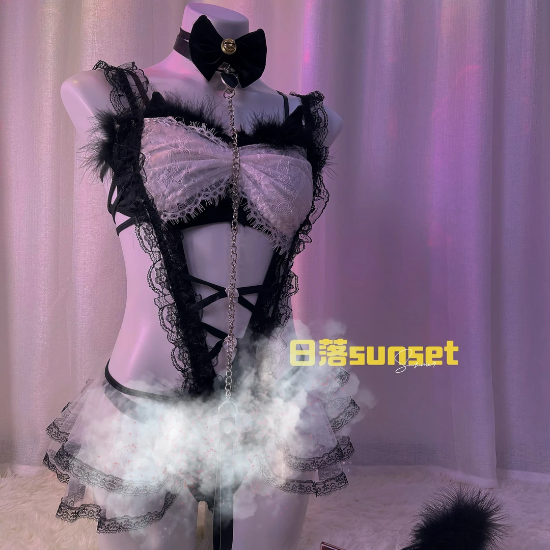 【双11先享】【日落sun小野猫睡裙性吊带袜天使情趣小野猫睡衣女秋冬