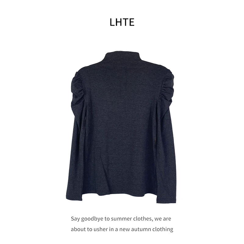 【青青定制】C0303大码女装灰色堆堆领冬款内搭休闲长袖半高领打底