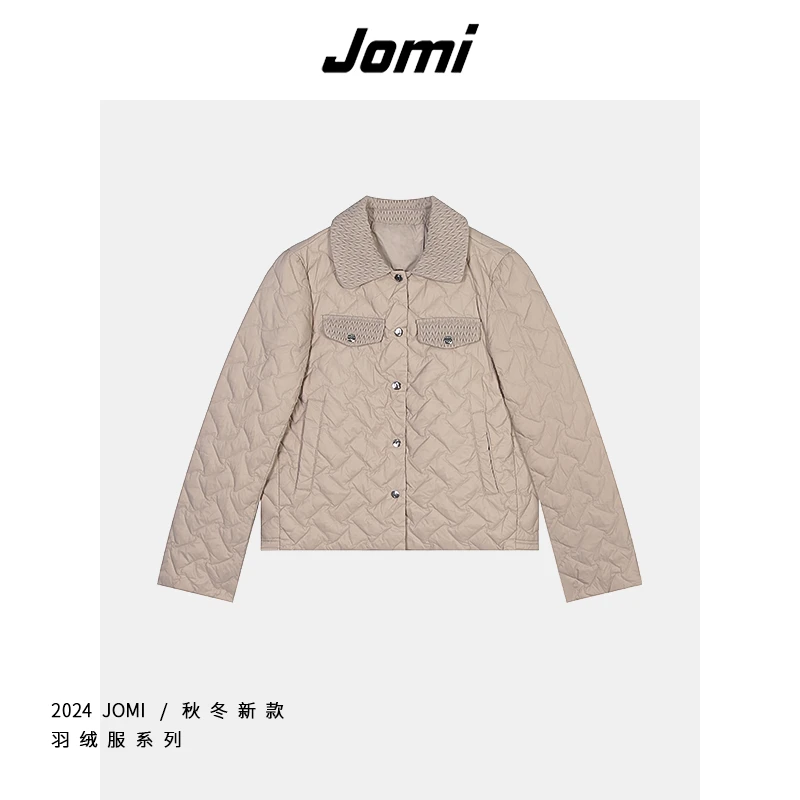JOMI小香风羽绒服棱纹保暖长袖羽绒外套A42