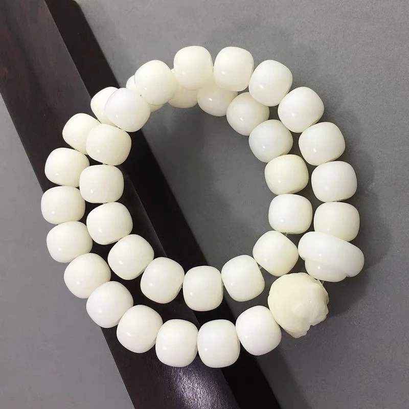 白月光菩提根手串双圈绿渐变跑环醒狮风化菩提女学生文玩念珠