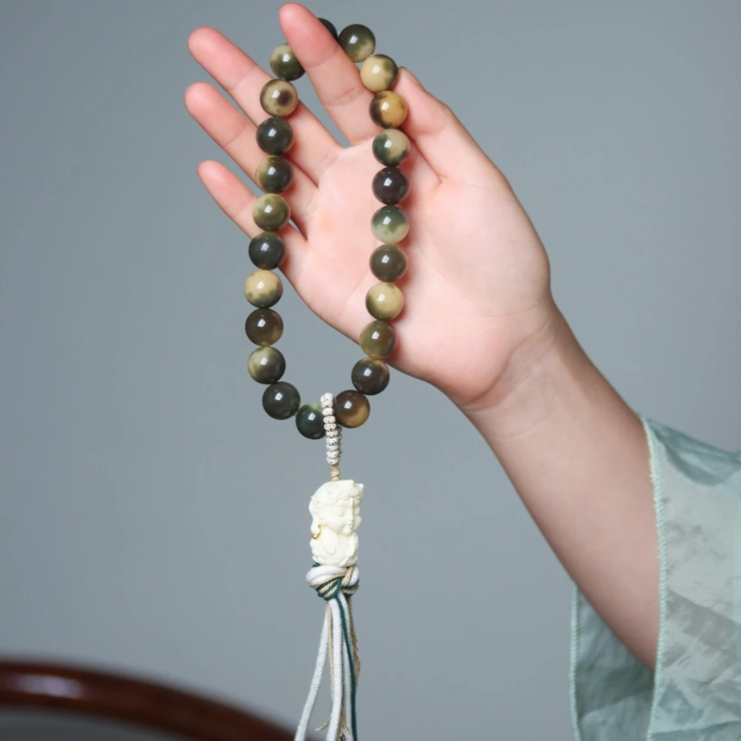 阴皮飘花菩提根手持手串藏式流苏车挂绕指柔盘玩手串男女16规格