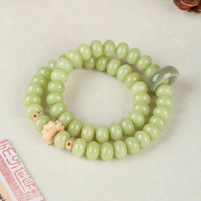 青水绿菩提双圈手串莲花跑环菩提子念珠手作