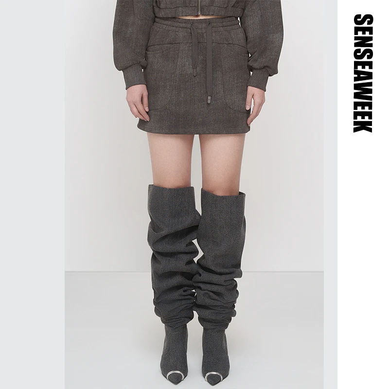 SENSEAWEEK设计师品牌双口袋炒色短卫裙