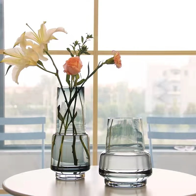 北欧玻璃花瓶透明创意客厅百合富贵竹鲜花插花餐桌办公室摆件