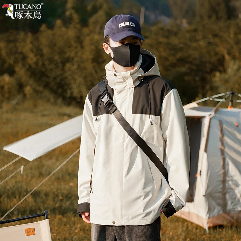 TUCANO/啄木鳥冲锋衣户外情侣可脱卸帽三合一防水防风夹克登山服