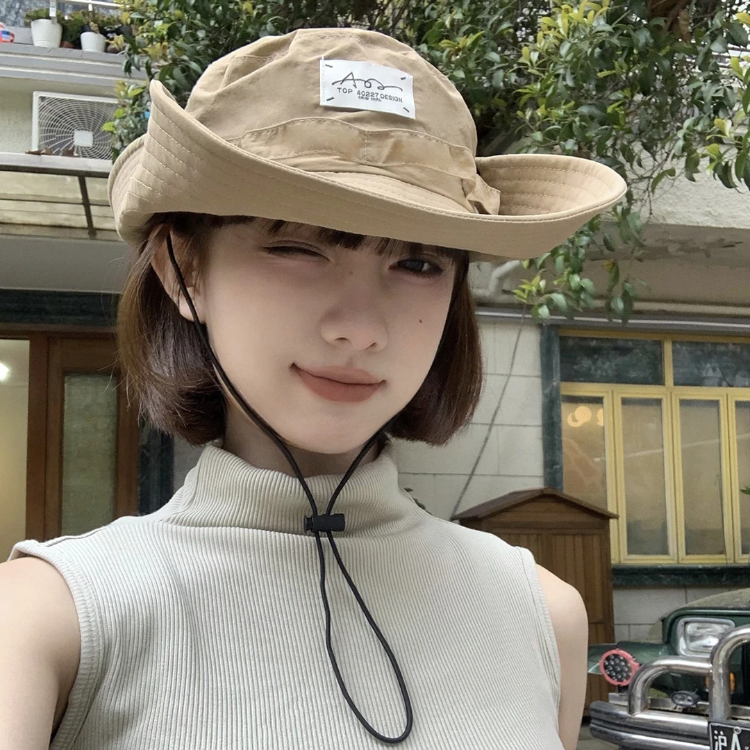 户外登山牛仔帽女春夏季大檐防晒速干渔夫帽男钓鱼帽露营遮阳帽子