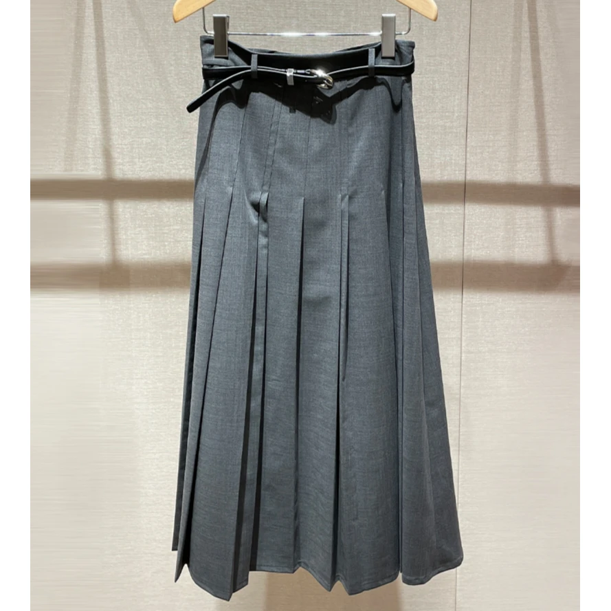 早春2025年气质新款法式复古高腰显瘦中长款百褶裙西装半身裙简约