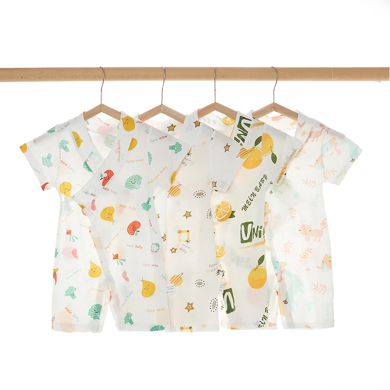 婴儿连体衣夏季薄款新生儿衣服短袖哈衣婴幼儿宝宝和尚服夏装睡衣
