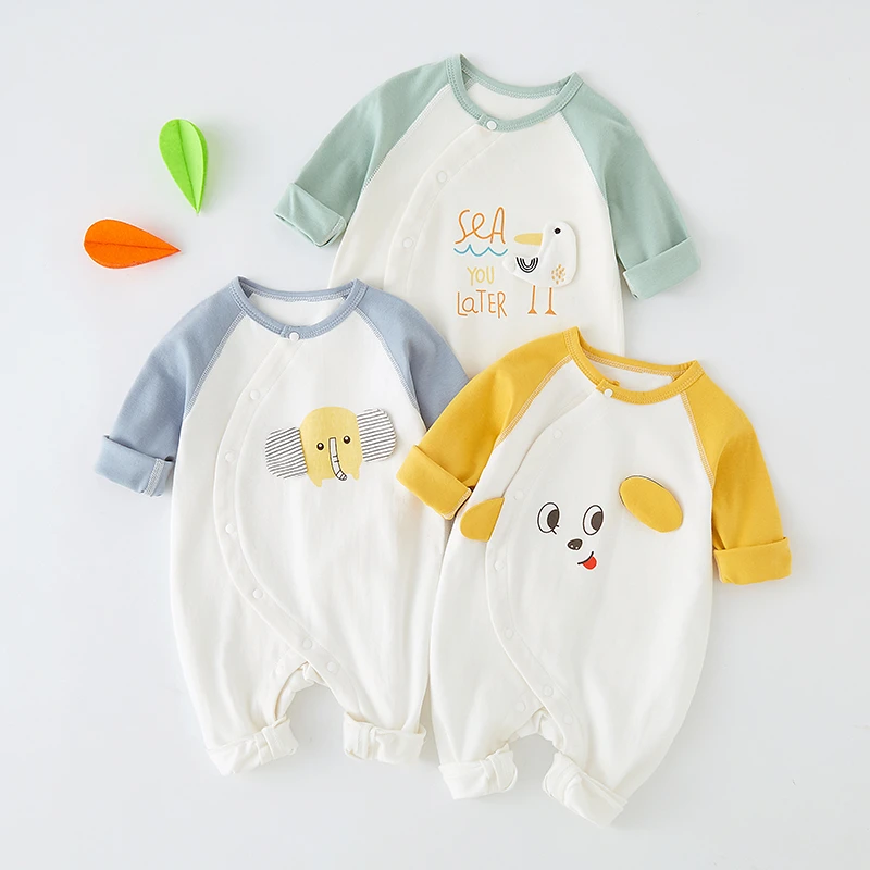 婴儿衣服连体衣春秋纯棉可爱爬服新生儿长袖睡衣男女宝宝哈衣秋装