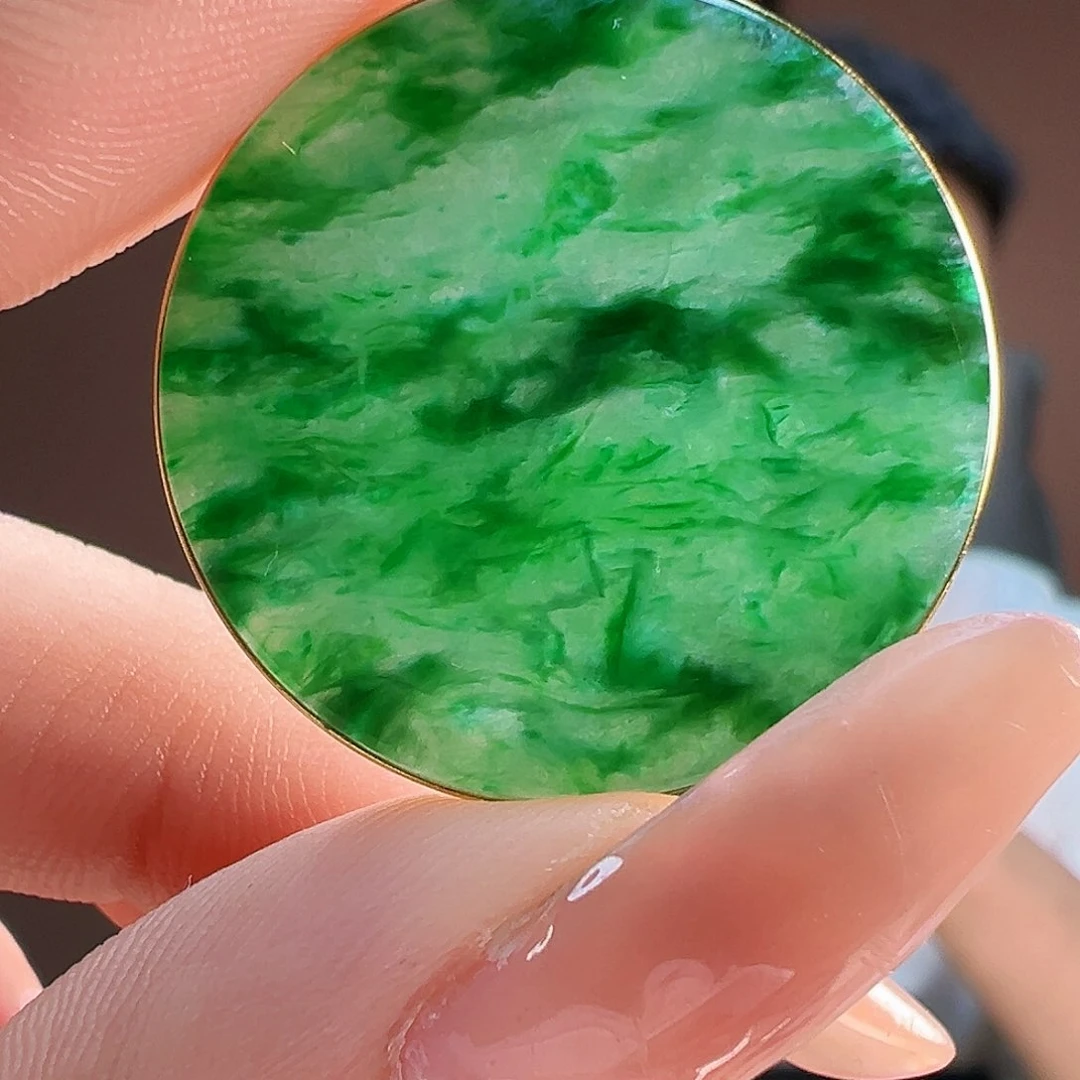 翡翠吊坠(赠链)18K金镶嵌赠银链子