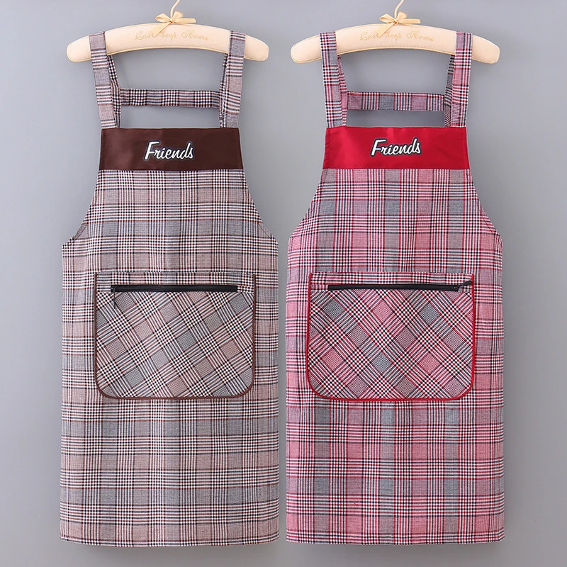 韩版时尚棉布背带围裙家用厨房做饭女罩衣工作服防污透气新款