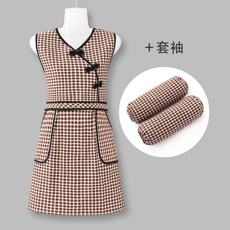 4U8K韩版复古围裙女罩衣无袖坎肩防油污耐磨透气家用厨房