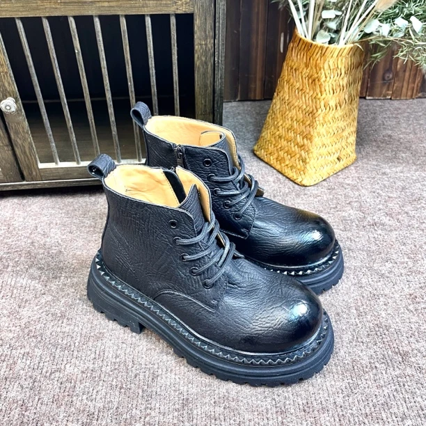 36码断码头层牛皮手工复古马丁靴个性设计小众潮流百搭