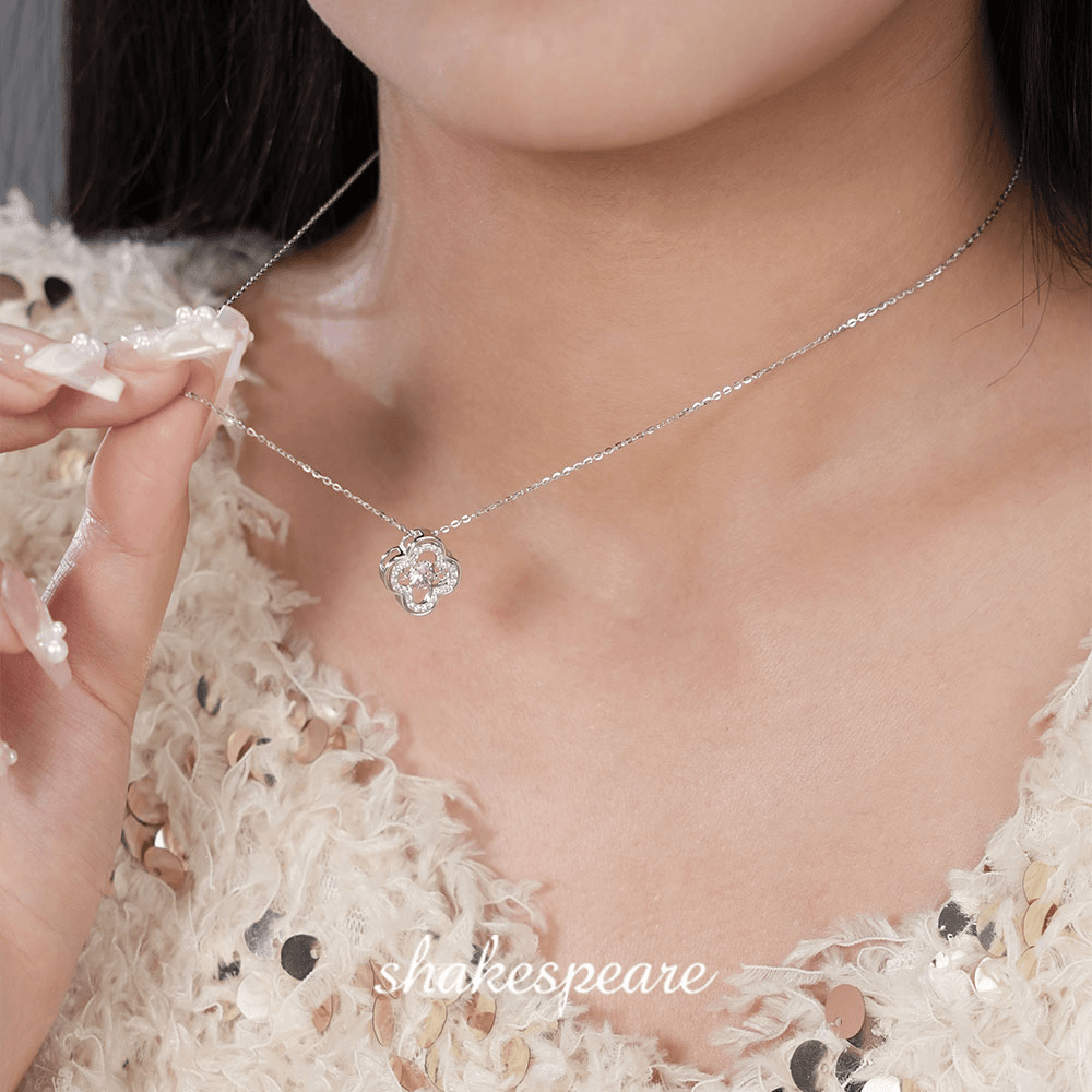 坠链均925银 七夕礼物莎士比亚仲夏夜之梦四叶草项链饰品百搭吊坠