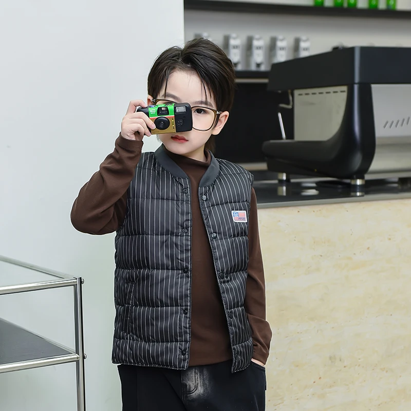 新款儿童羽绒马甲男女童内外穿轻薄保暖背心秋冬季中大童加厚坎肩