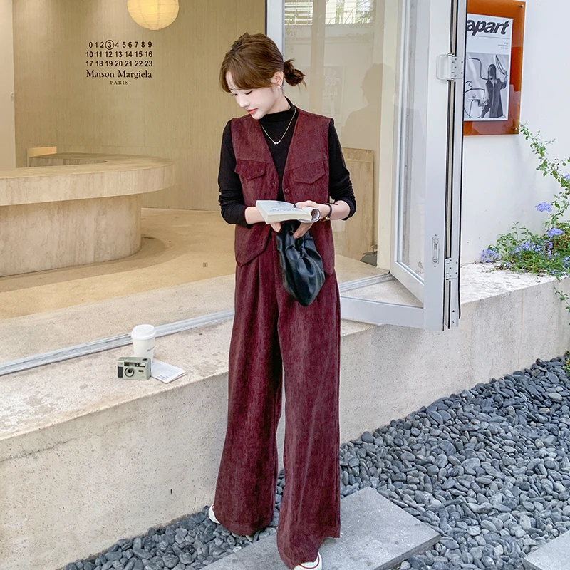 安可拉红小香风雅丹风套装裤女2025年初秋高级感独特超好看三件套