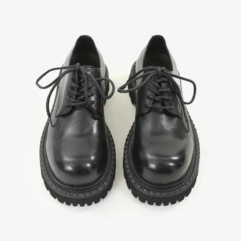 皮鞋男款年轻人2024新款头层牛皮男士通勤商务休闲厚底大头德比鞋