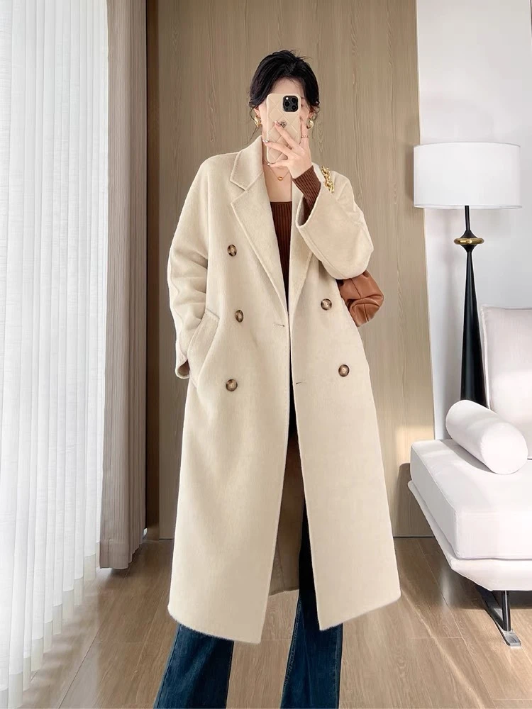 A018秋冬新款6扣贡针经典百搭显瘦双面呢大衣