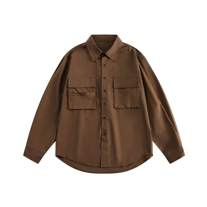 《偏大宽松大版》LP-1K2AG日系复古工装衬衫男长袖宽松口袋外套潮