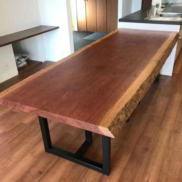 巴花大板实木大板桌原木会议桌巴花大板红木大板组装家具