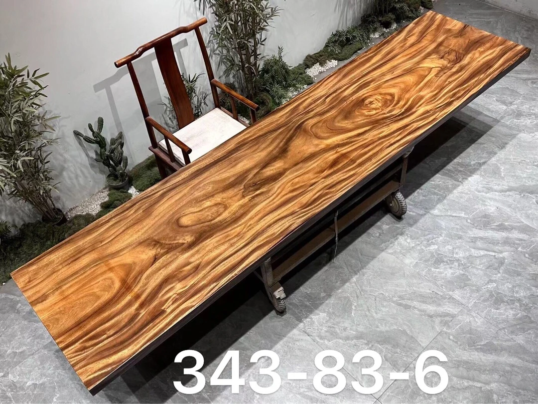 斐济胡桃木大板桌尺寸：343-83-6