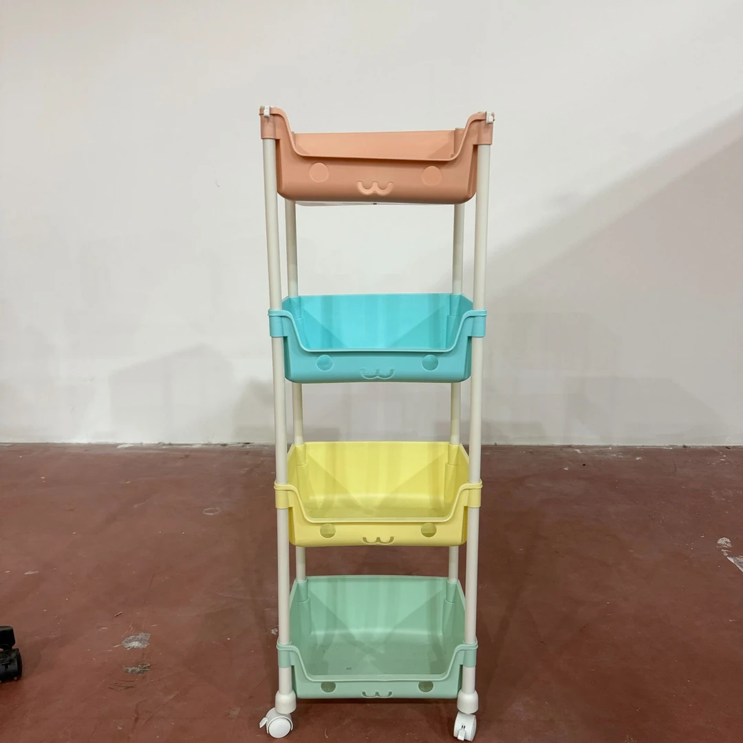 N小推车置物架儿童玩具家用零食落地多层客厅收纳书架移动整理架