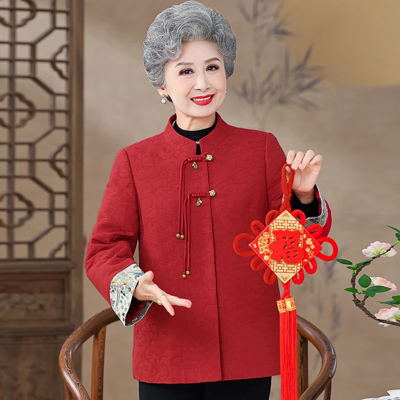 恒源祥彩羊妈妈春秋新款衣服中老年人上衣女装秋装太太唐装奶奶装