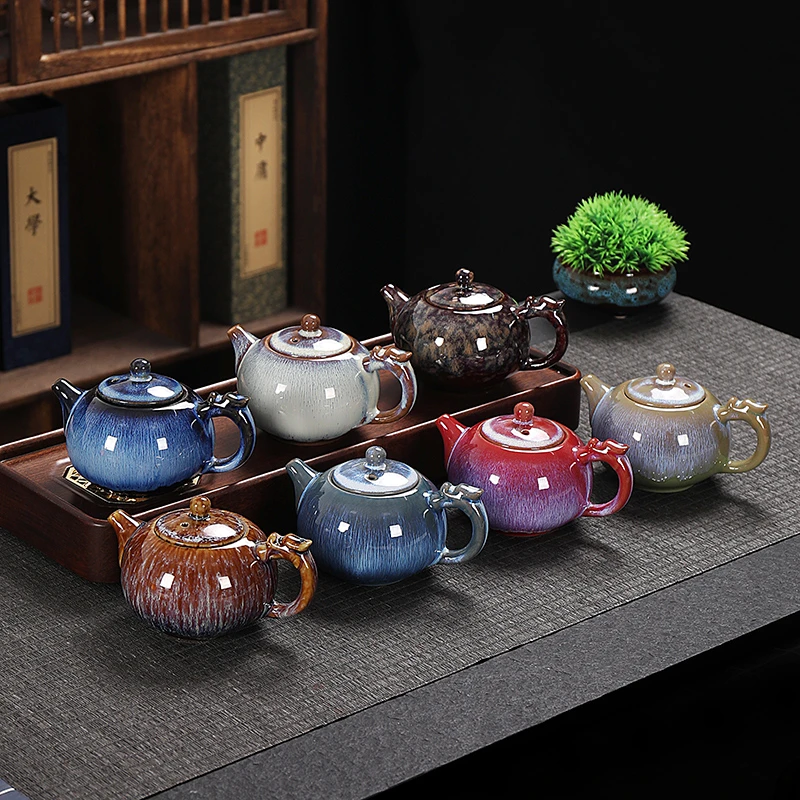 窑变茶壶复古大号陶瓷功夫茶具龙旦壶家用泡茶壶西施壶天目釉