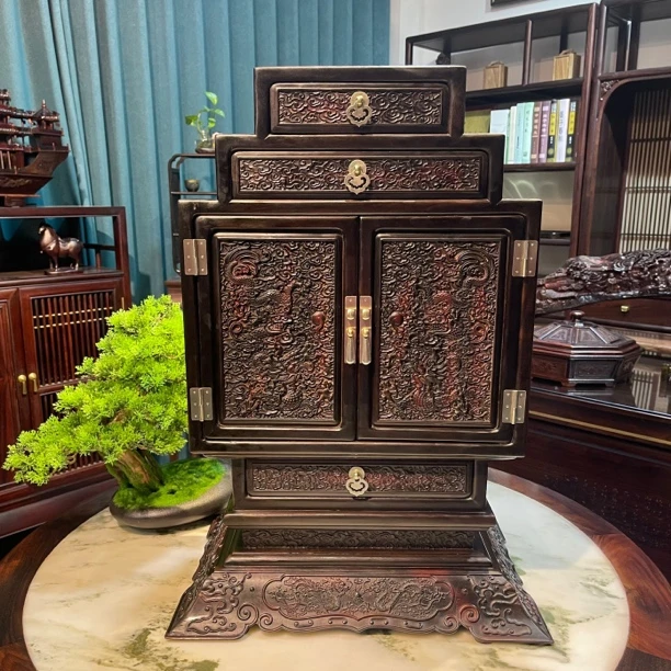 大红酸枝雕龙龙柜收纳柜 红木工艺品