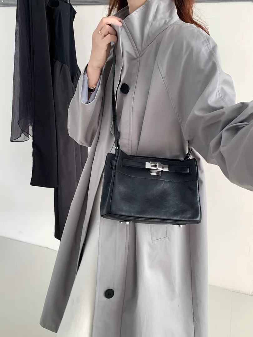 真皮女包包2024新款小众腋下包时尚高质感植鞣牛皮手提斜挎凯莉包