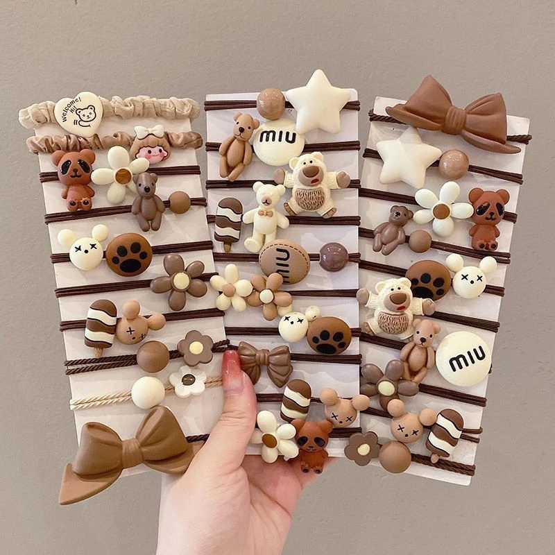 韩系爆款新款奶茶色简约可爱卡通ins风头绳高弹力多种混合