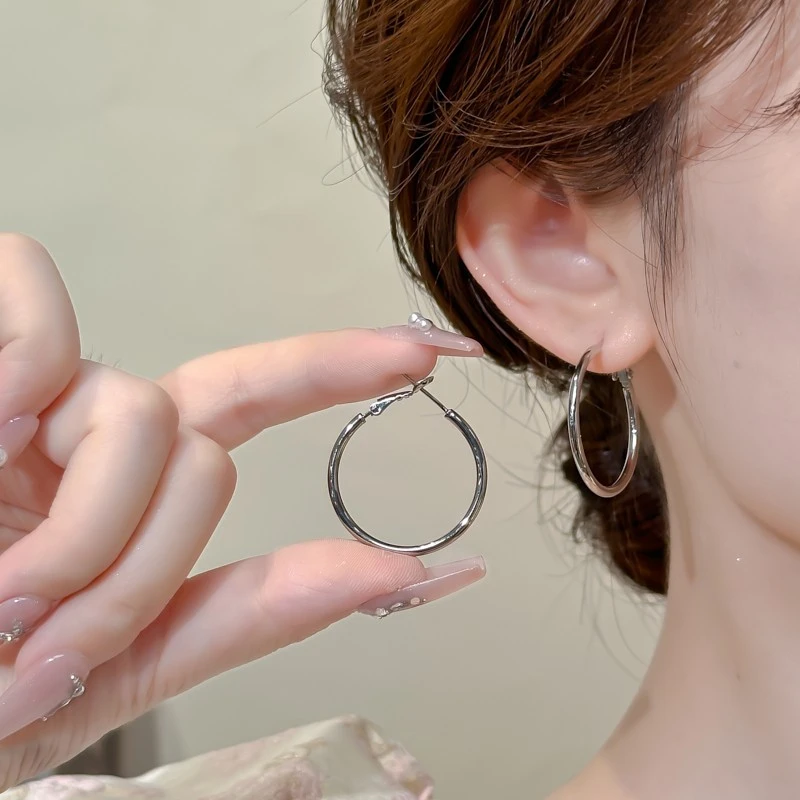 铜合金耳饰 391经典百搭简约素耳圈时尚气质高级感圈圈省钱风耳环