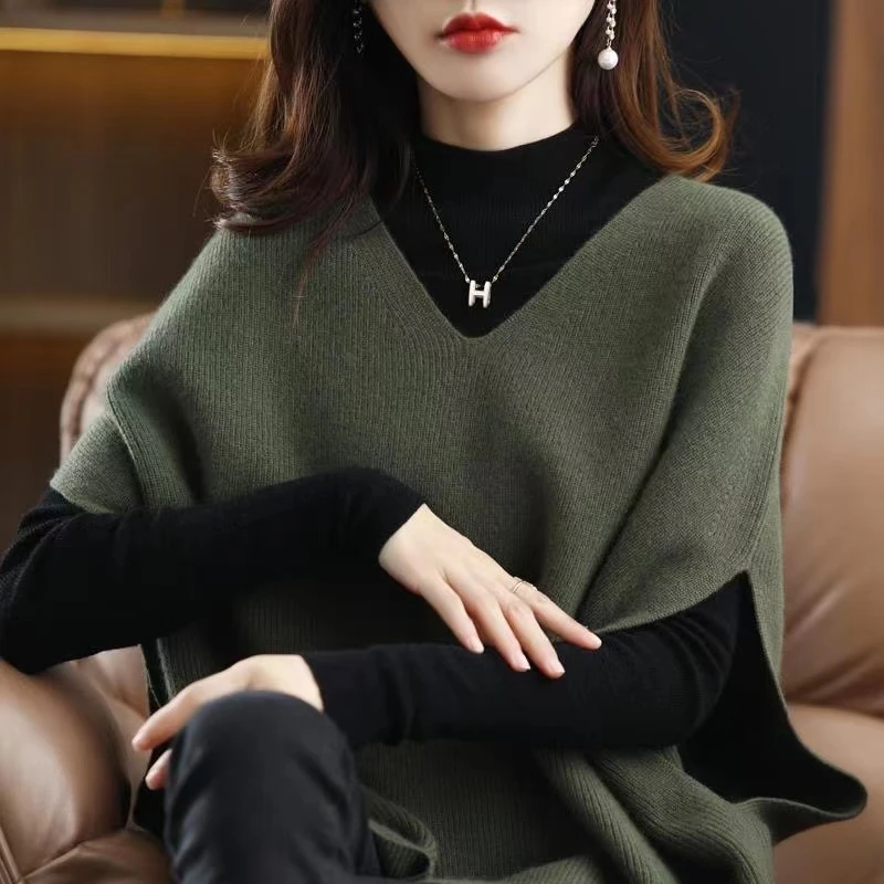 清仓捡漏~针织马甲背心时尚套装女秋冬宽松外穿百搭马夹洋气上衣