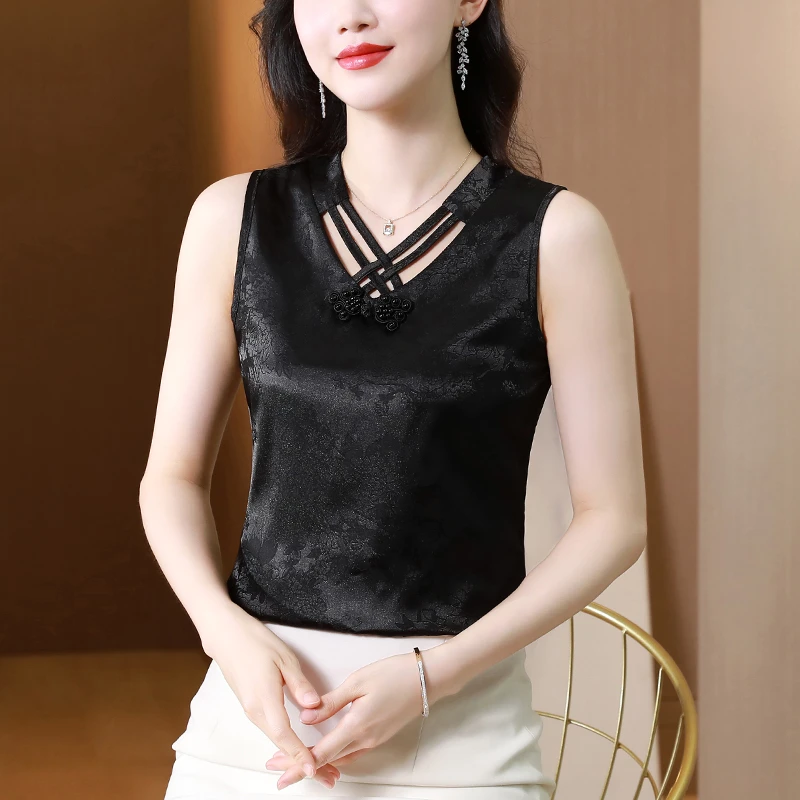 夏季吊带背心女内搭时尚缎面打底衫上衣6158