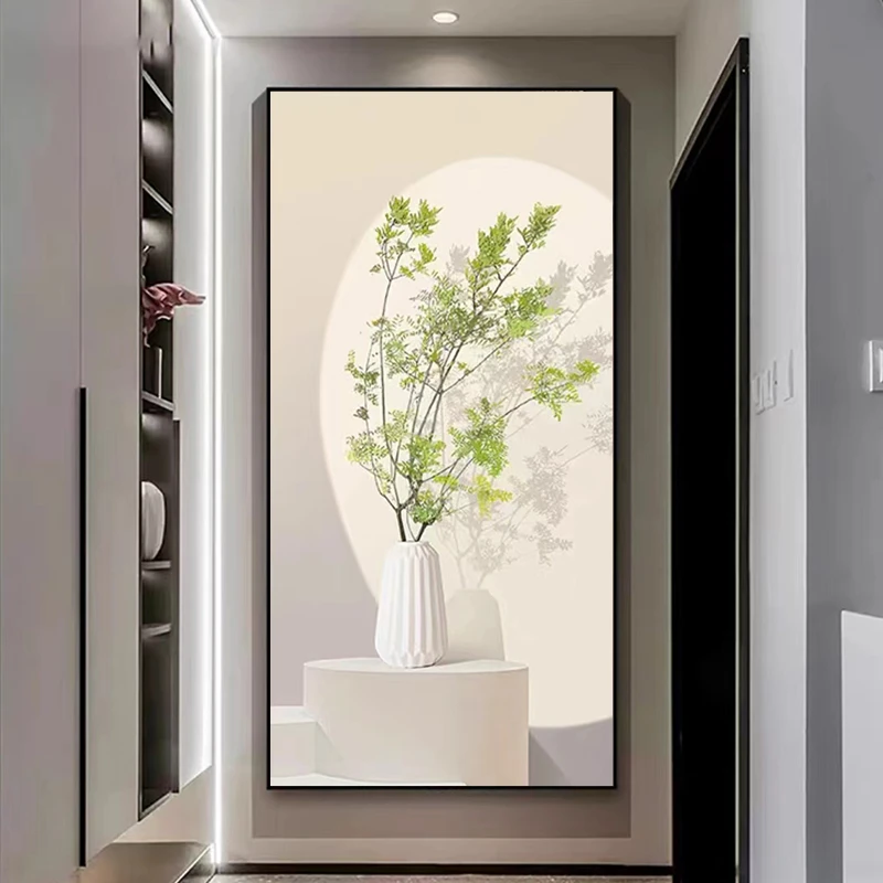 玄关装饰画现代简约入户走廊尽头壁画轻奢风过道竖版大气高端挂画