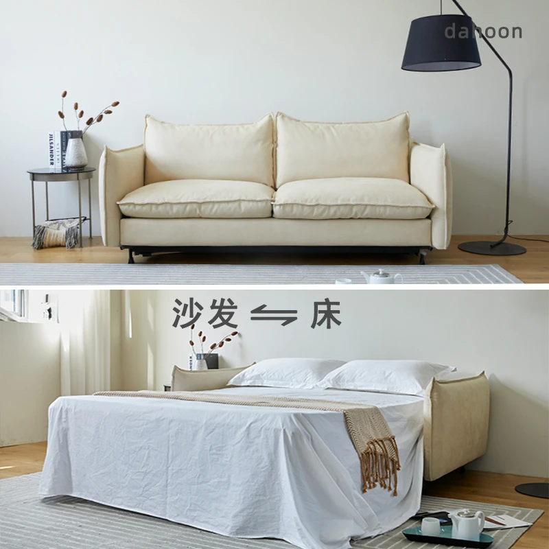 大行/流光沙发床 奶油风科技布沙发客厅小户型书房折叠两用防水