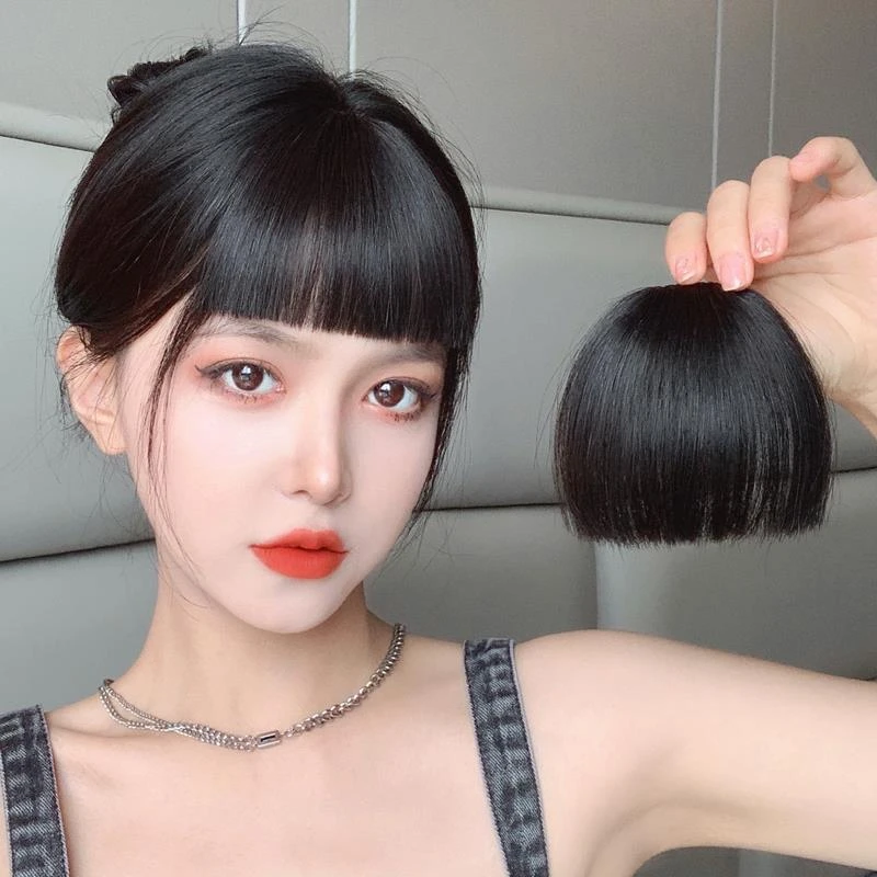 真发眉上刘海假发女夏假修颜自然前额刘海发片二次元齐刘海假发片