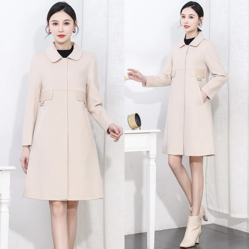 【HS73】2024 新款 秋冬新款高端气质长款双面呢外套