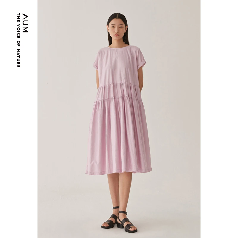 【艾钱钱精选】AUM/噢姆夏季纯色棉简约法式连衣裙MADE20236