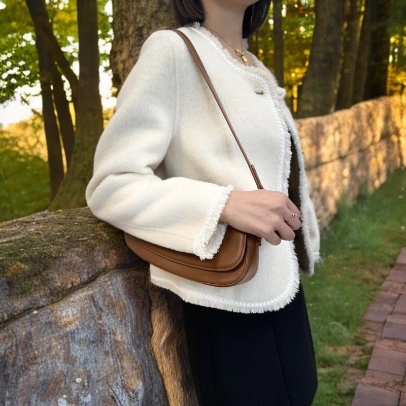 流苏小香风8919羊毛大衣女短款秋冬时尚气质双面羊毛