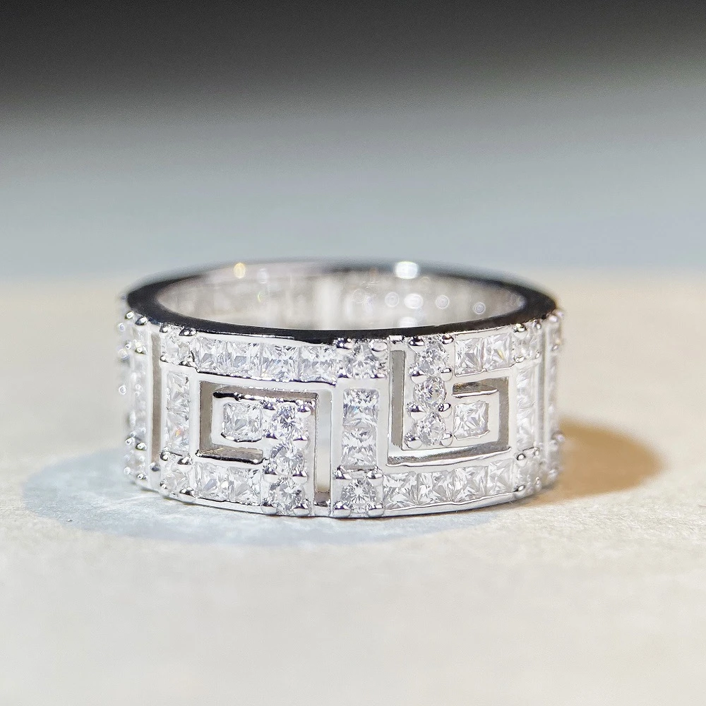 925银戒指  s925银排 满钻戒指复古豪华款式 修饰手型时尚款式