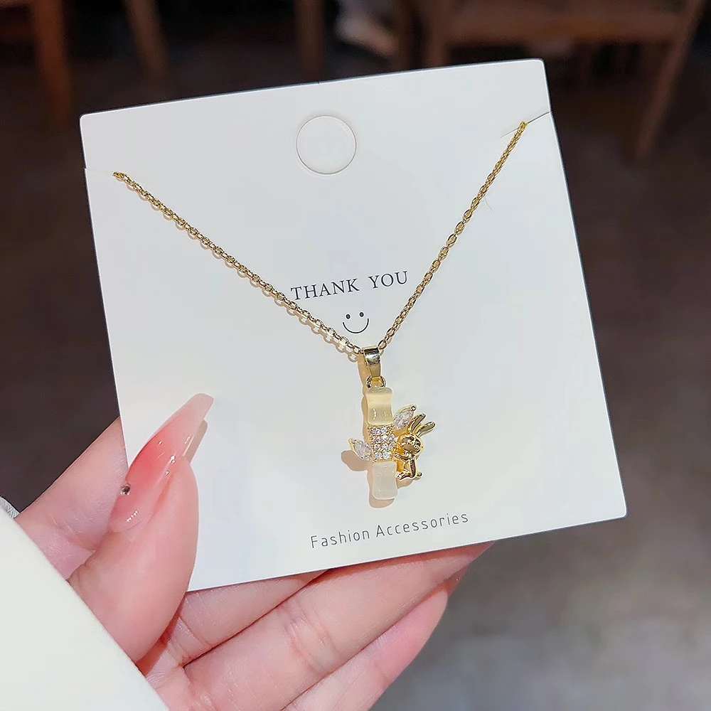 钛钢项链 潮流小兔子抱竹子轻奢小众项链女高级新款女锁骨链ins