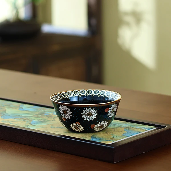 中式复古珐琅彩主人杯陶瓷单个茶杯高档茶具办公室客厅家用X821