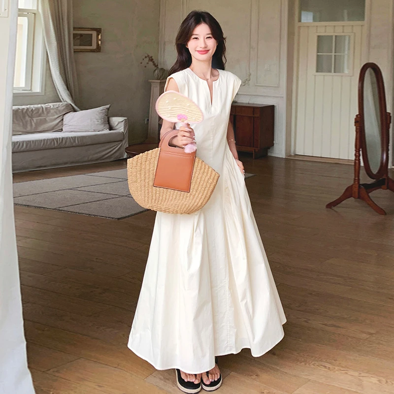 高级感连衣裙女2024夏季新款韩版设计感小个子气质时尚洋气长裙子