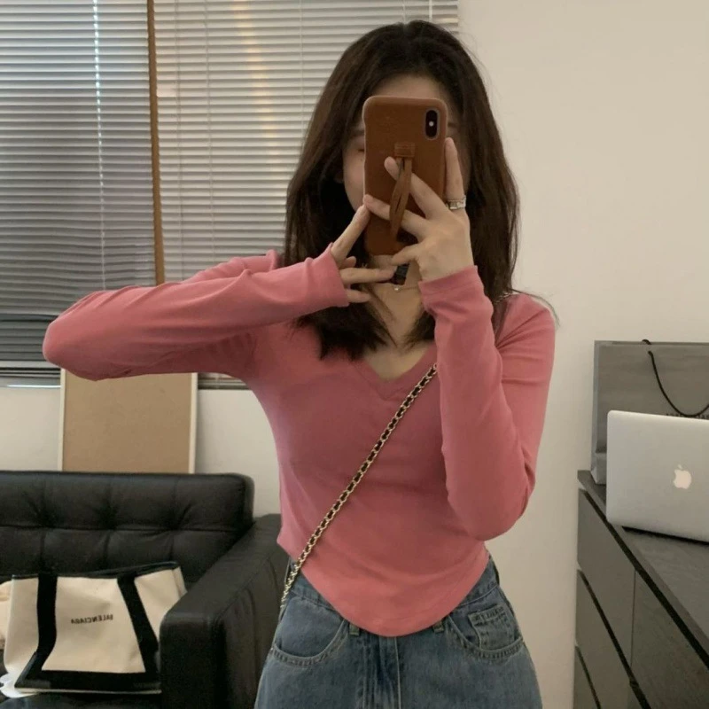 爵士舞上衣初秋风女短款打底衫内搭秋冬洋气长袖t恤设计感辣妹
