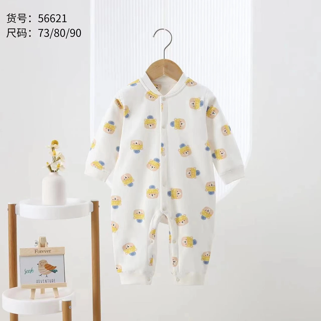 {反季}新2024年新款40克薄棉婴幼儿连体衣春秋长袖保暖秋季纯棉