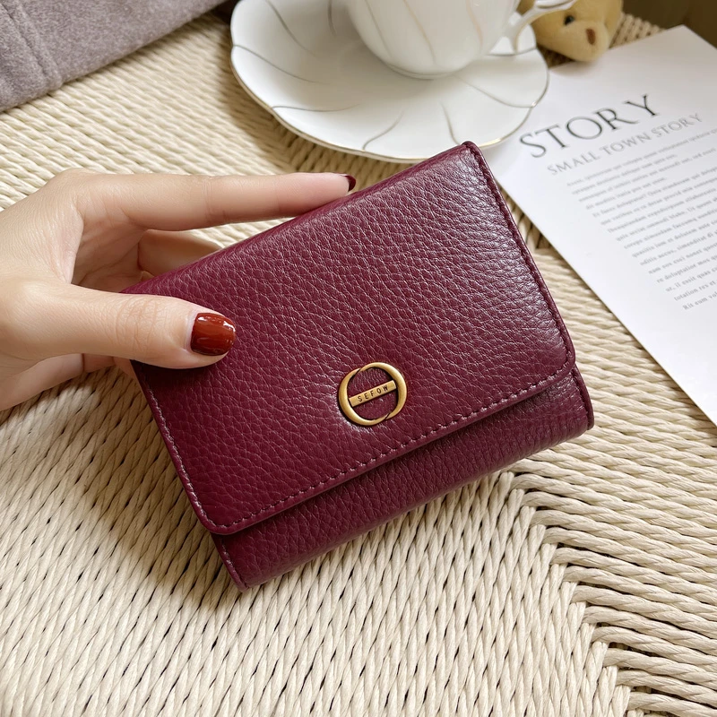 女款女士钱包女短款新款时尚小款真皮折叠卡包精致高档简约百搭