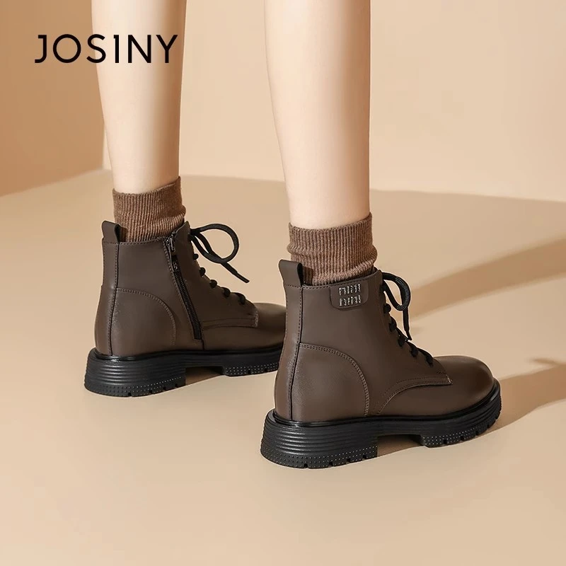 卓诗尼马丁靴女2024新款秋冬系带英伦风复古靴子厚底短靴春秋单靴