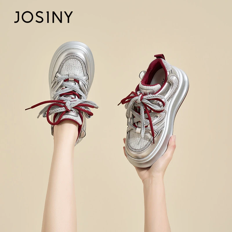 卓诗尼厚底板鞋女款2024年新款秋冬小个子增高休闲运动鞋加绒女鞋